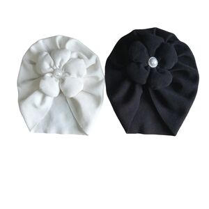 Toddler baby girls hat bundle of 2 black/white